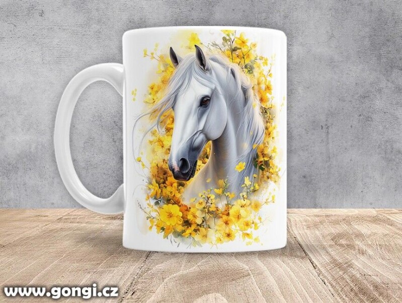 Hrnek - 0377 - Kůň žluté květy